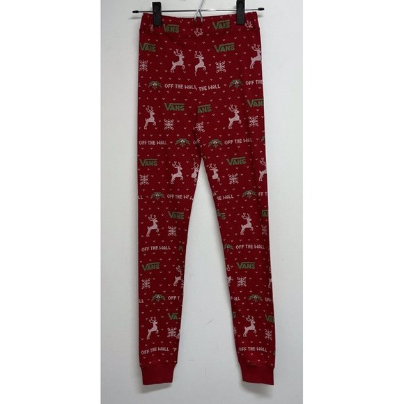 Vans Off The Wall Girls Boys Christmas Pajama Pants Size 12 Red Reindeer Holiday - Picture 1 of 5
